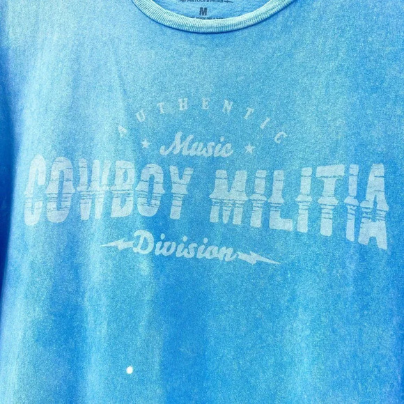 Cowboy Militia Men's Blue Casual Graphic T Shirt Size M - Picture 2 of 4